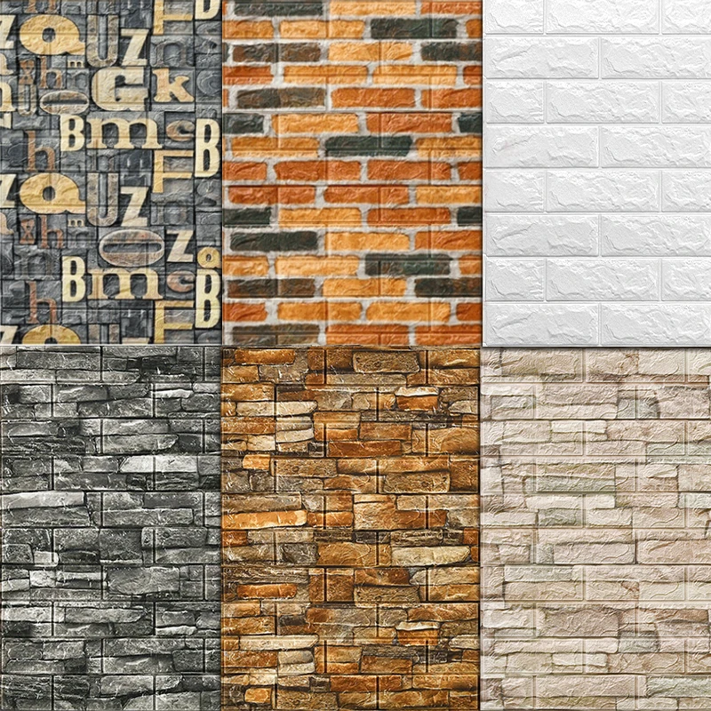 

3D PVC Wall Stickers House Decoration Paper Brick Stone Wallpaper DIY Rustic Effect Self Adhesive Home Decor Sticker Living Room