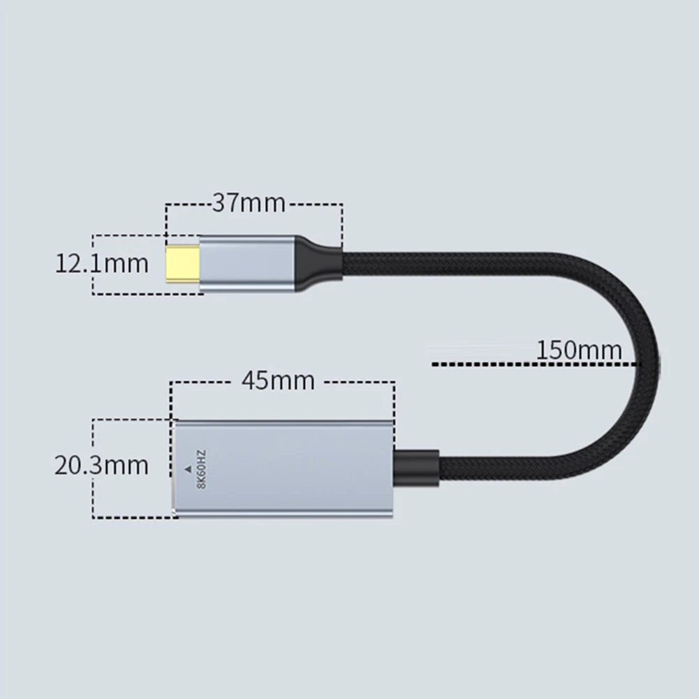 Адаптер USB C к DP 1.4 8K при 60 Гц/4K 120 Гц Удлинительный кабель типа 32 4 Гбит/с