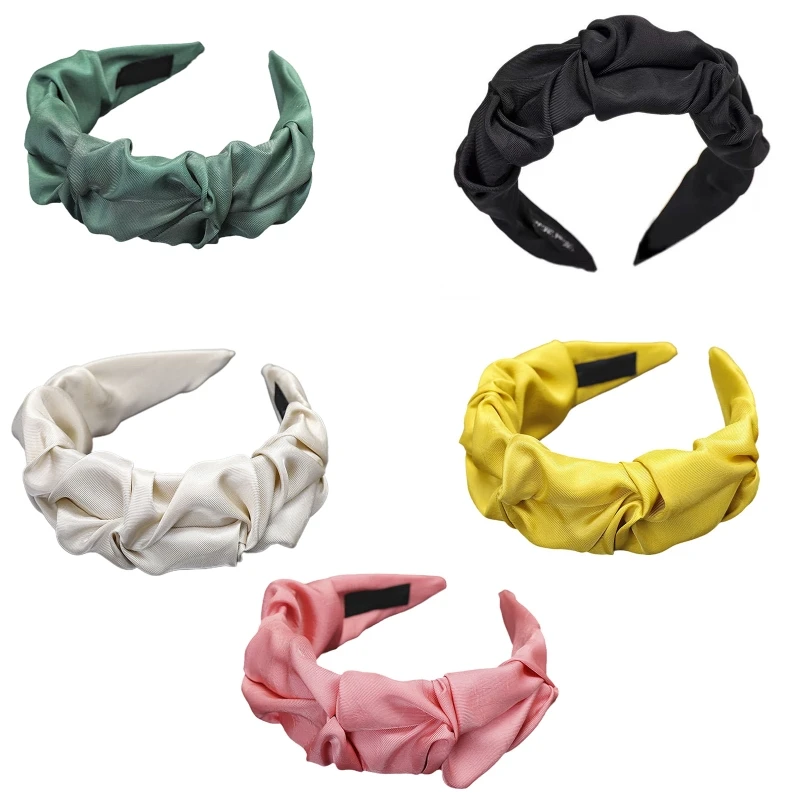 

J78E широкополая плиссированная повязка на голову для женщин и девушек повязка на голову для йоги повязка на голову плиссированная обруч для волос модные эластичные аксессуары для волос