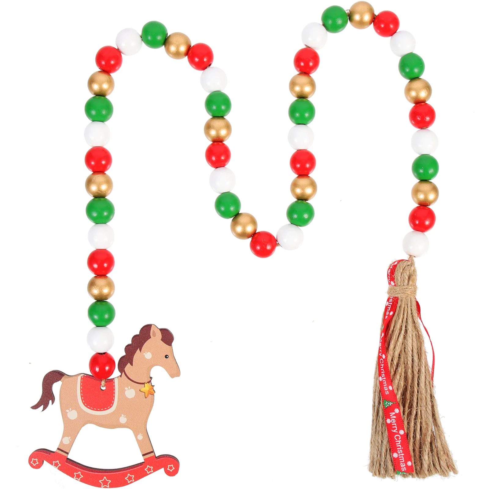 

Bead Christmas Wood Garland Pendant Garlands Wooden Beaded Tassel Xmas String Decor Tree Strings Beads Rustic Party Winter