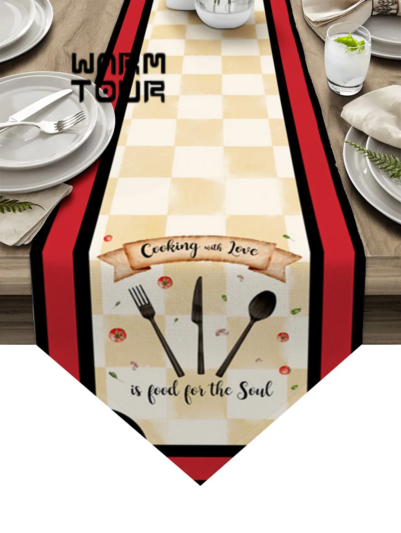 

Kitchen Tableware Plaid Cutlery New Table Runners Wedding Banquet Table Decor Tablecloth Kitchen Dining Table Runner