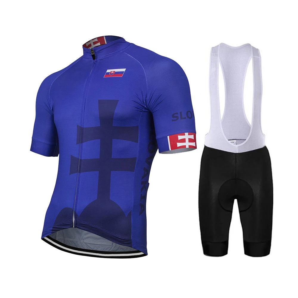 

2022 NEW Slovakia Men Outdoor Summer Cycling Jersey Set Bike Road Mountain Race Bike Clothes Blue Cycling Set Gel Breathable