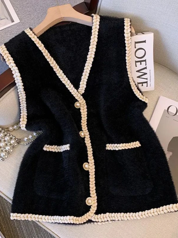 Короткий свитер Новинка осени вязаный жилет кардиган с V-образным вырезом модный