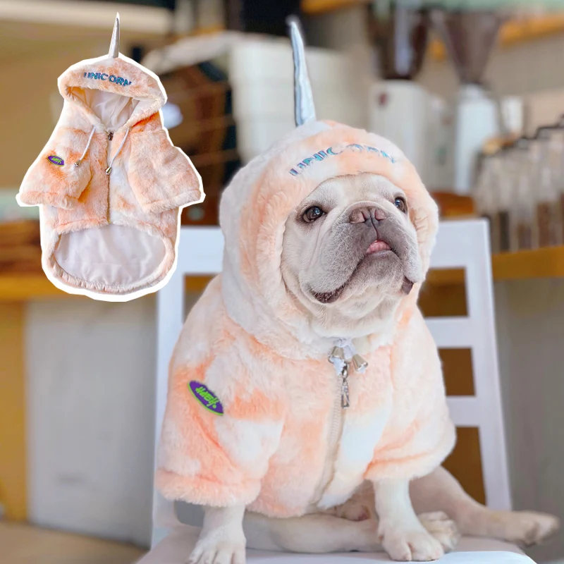 

MPK New Series Dog Unicorn Jacket Thick Plush Clothes Orange Bloom