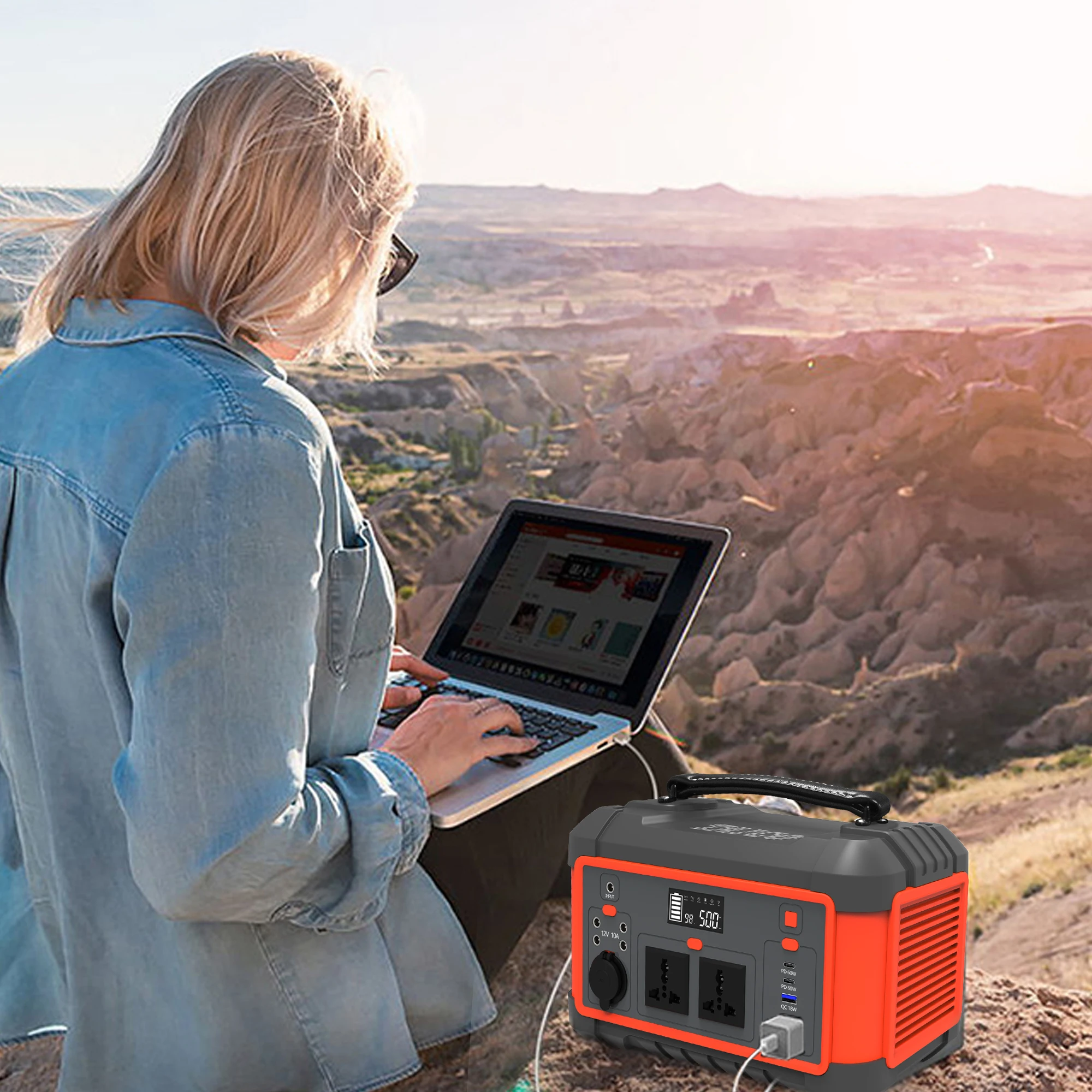 

portable 220V power bank with Flashlight solar portable power bank