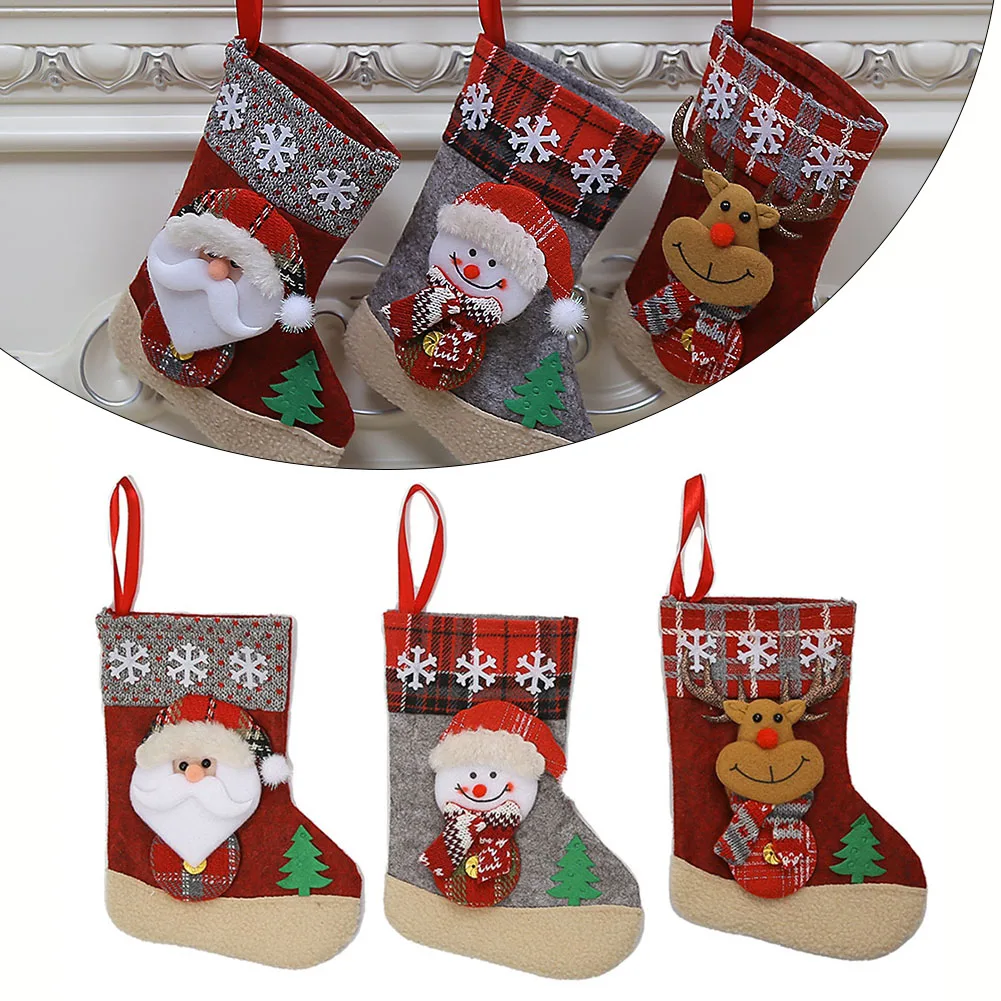 

1/3pcs Christmas Stocking Knitting Cloth Doll Christmas Stocking Xmas Decoration Xmas Tree Wreath Vine Cornucopia Decor Stocking