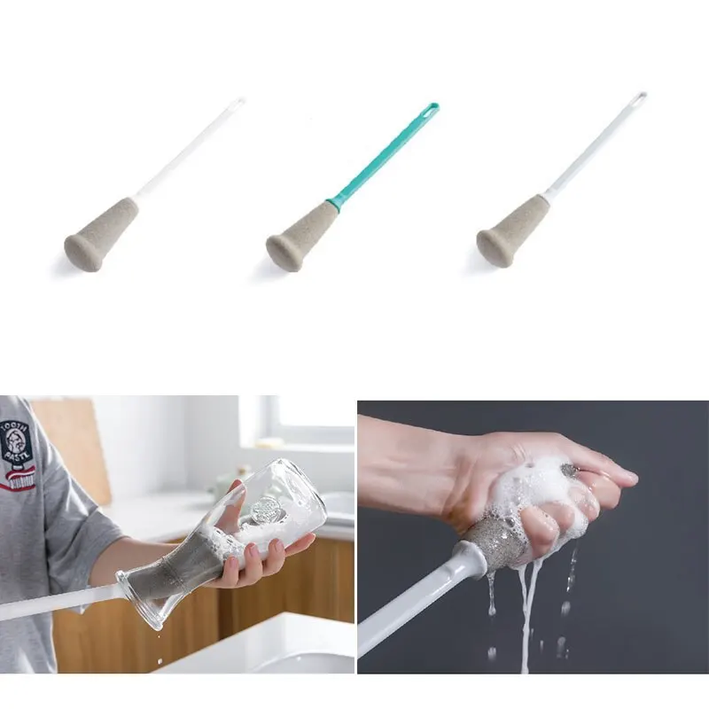 Щетка для чистки бутылок с длинной ручкой щетки детских соусников пива 360