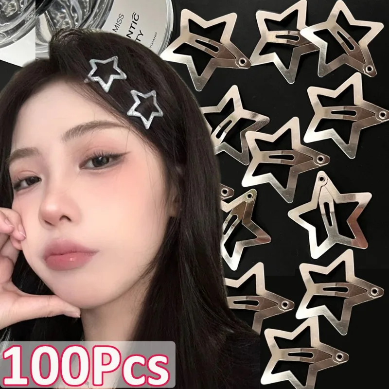 

2-100pcs Metal Silver Star BB Hair Clips Y2K Girls Star Hairpin Side Barrettes Hair Grip Fashion Women Hair Accessories Headwear