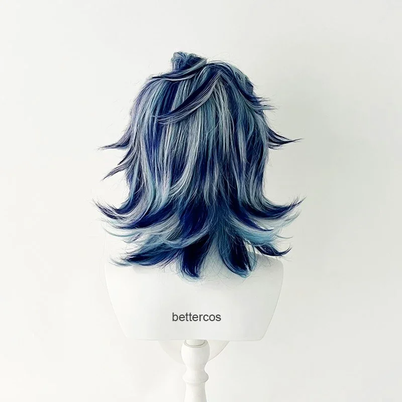 Парик для косплея Taiju Shiba зачесанные назад смешанные синие короткие термостойкие