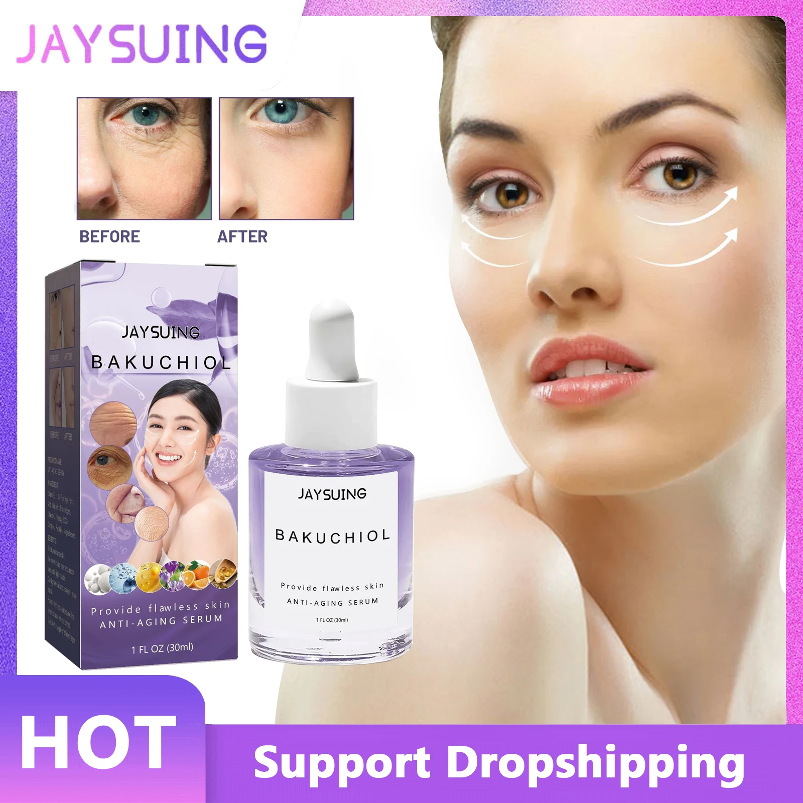 

Jaysuing Collagen Boost Face Serum Reduce Wrinkle Fade Fine Lines Improve Dark Spots Whitening Moisturizing Anti Aging Essence