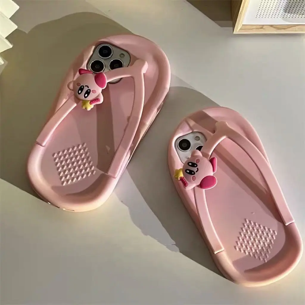 

Cartoon Star Personalized Slippers Kirby Phone Cases For iPhone 13 12 11 Pro Max Mini XR XS X Back Soft Silicone Cover