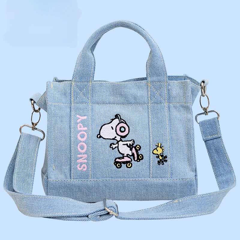 Kawaii Snoopy джинсовая сумка-тоут мультяшная анимация Студенческая милая сумка с