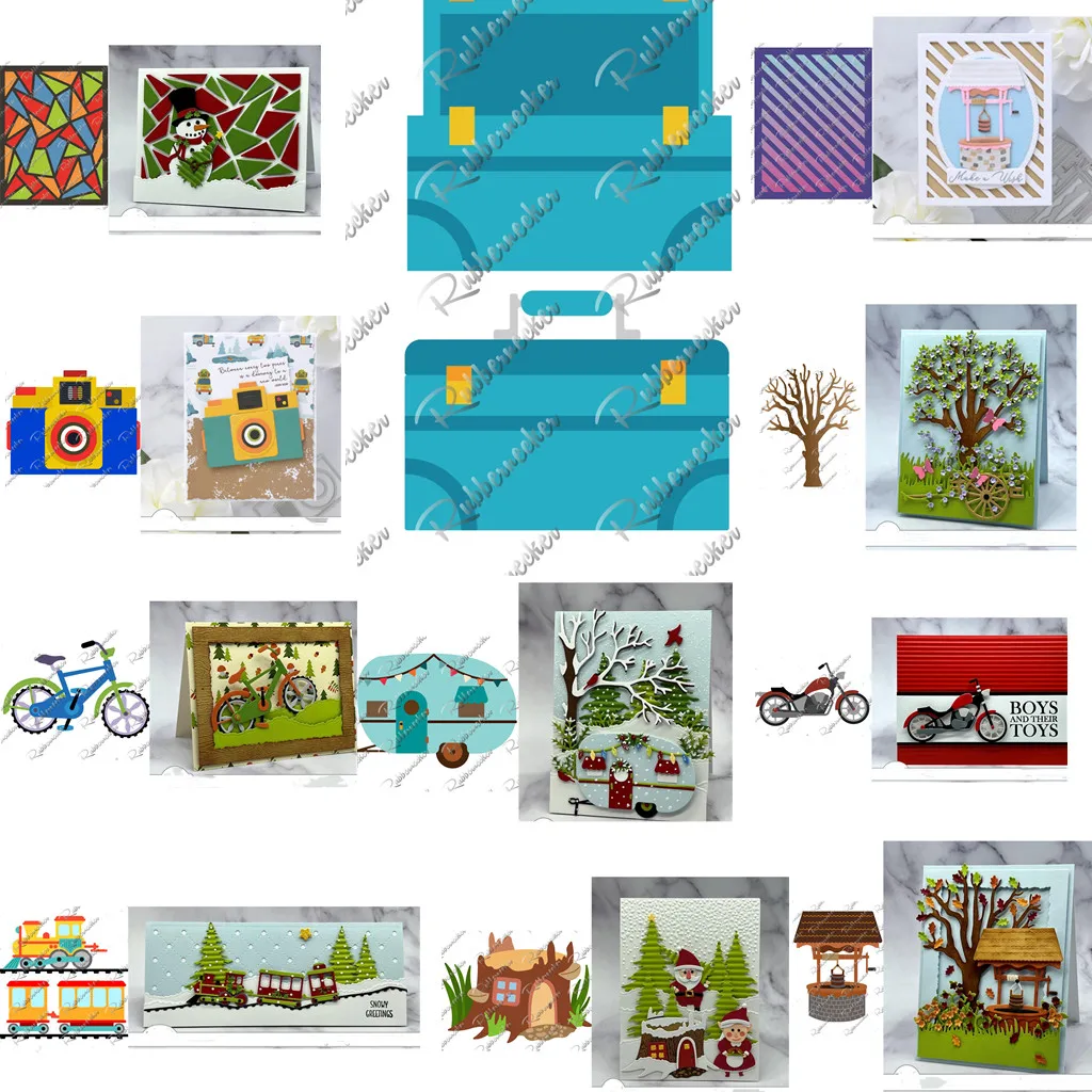 

Mountain Bike Retro Camper Metal Cutting Dies For Diy Scrapbooking Paper Handmade Greeting Cards Mold 2022 Embossing New Arrival