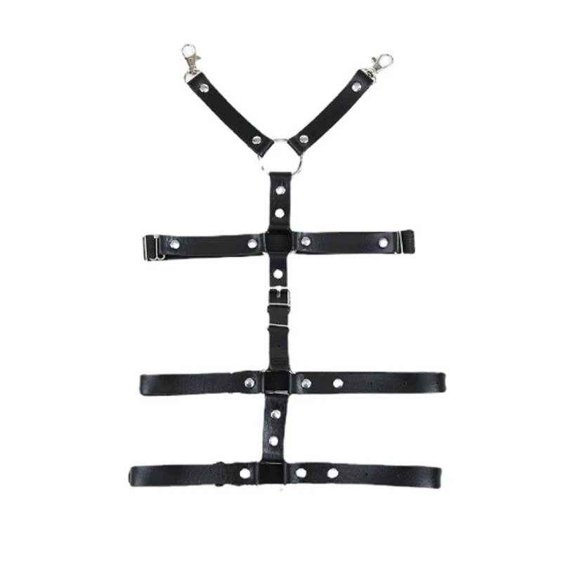 

Q39C Black Thigh Garter Body Chain Leather Garter Belt Thigh Harness Jewelry