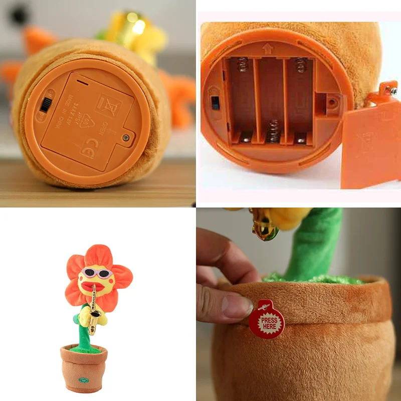 Горячая Распродажа электрическая плюшевая кукла в виде подсолнуха 80 песен