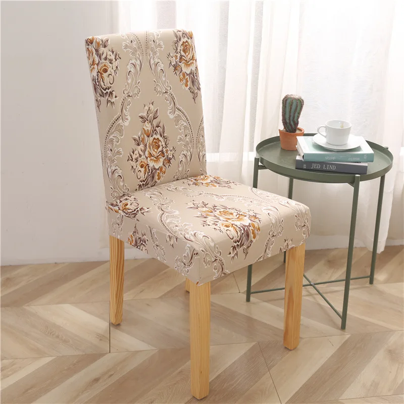 

Эластичный чехол на стул с принтом в простом стиле, полноразмерный съемный чехол на стул для обеденного стола с защитой от грязи