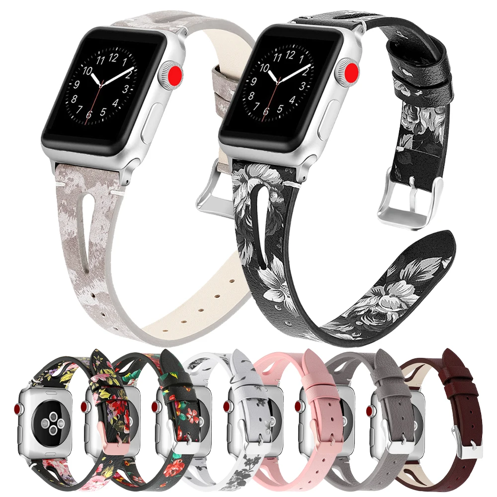 

Кожаный ремешок для Apple Watch, тонкий браслет для iWatch Series 8 7 SE 6 5 4 3, 41 мм 40 мм 38 мм 49 мм 45 мм 42/44 мм