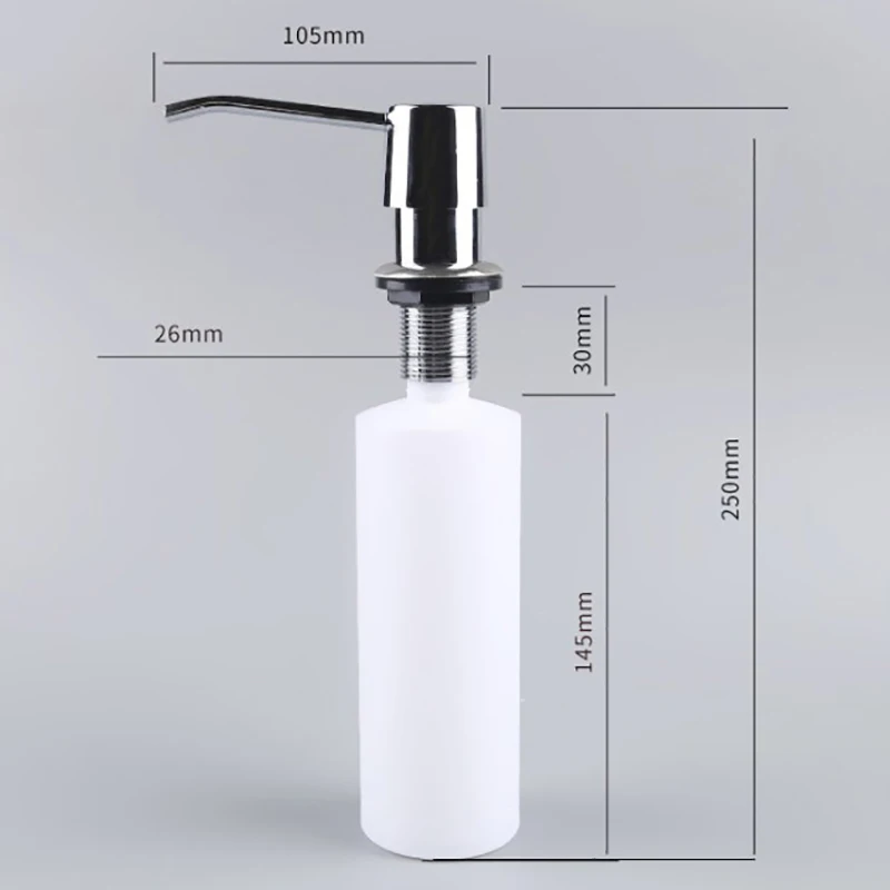 

Kitchen Sink Soap Dispenser Built-in Design 300ML Liquid Soap Bottle with Stainless Steel Head Hand Press Dispenser Bottle
