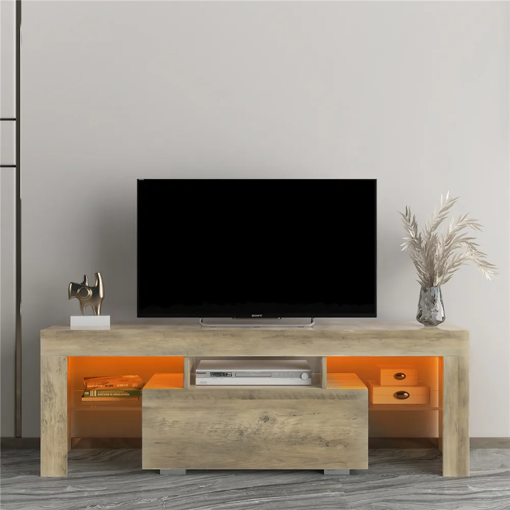 

Retro TV Stand With Three Cabinet Shelf Drawer Storage Living Room Television Stands Furniture TV Cabinet Table Coffee Table