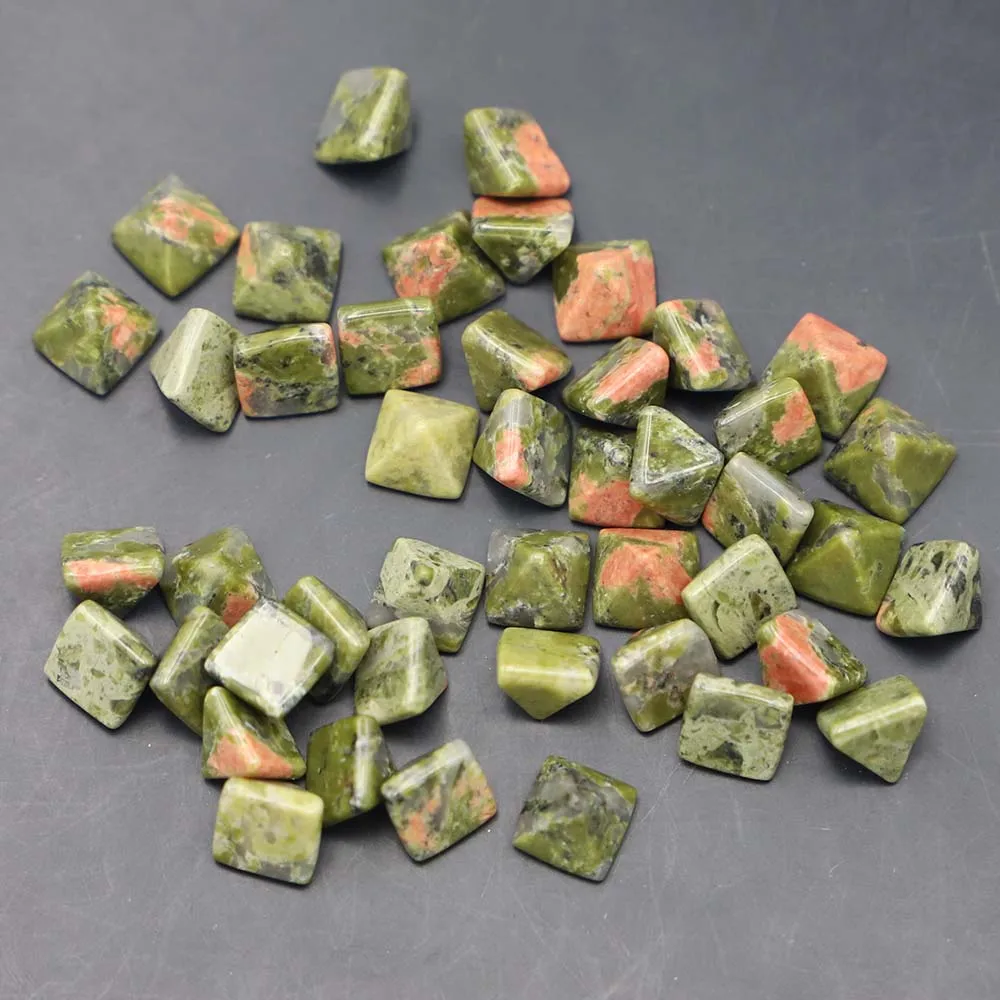 8x8 мм натуральный камень Unakite в форме пирамиды, кабошон, аксессуары для ювелирных изделий и одежды, оптовая продажа, 50 шт., бесплатная доставка