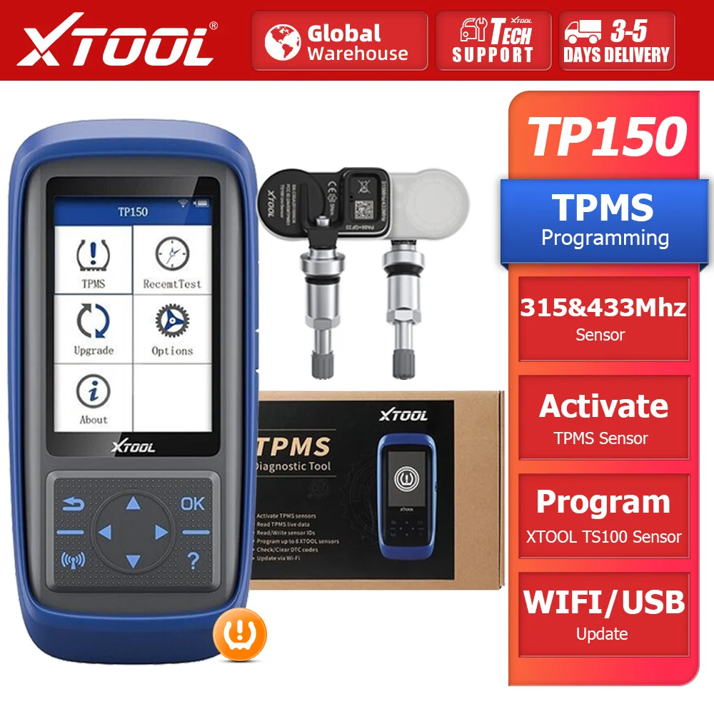 

XTOOL TP150 TPMS Programming Tool For 315Mhz & 433Mhz Sensors Tire Pressure Reset Tool Sensor Activation Lifetime Free Update