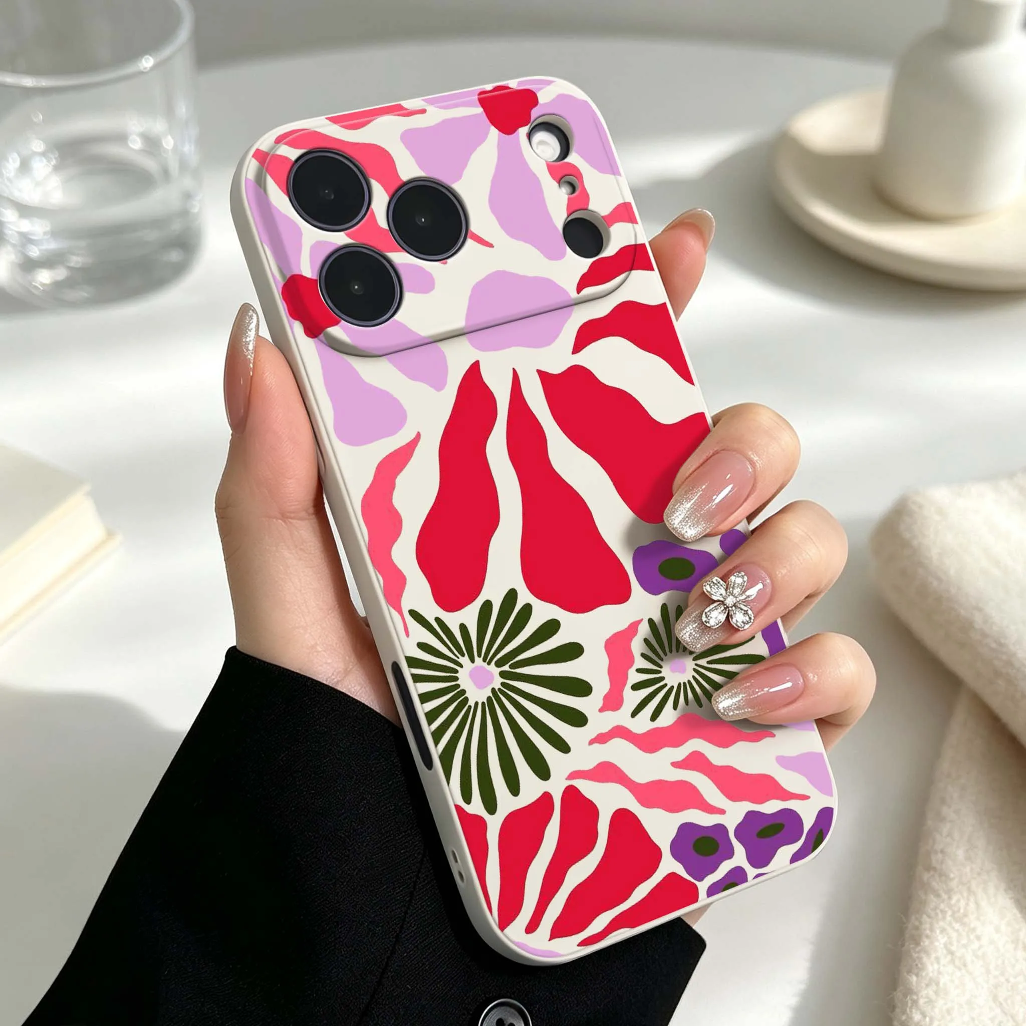 Чехол для Apple iPhone 17 Air 16 15 14 13 12 Pro Max Mini Plus с абстрактным цветочным узором, мягкий силиконовый жидкий чехол для телефона (art.: 3920dca2098cf) - 3920dca2098cf