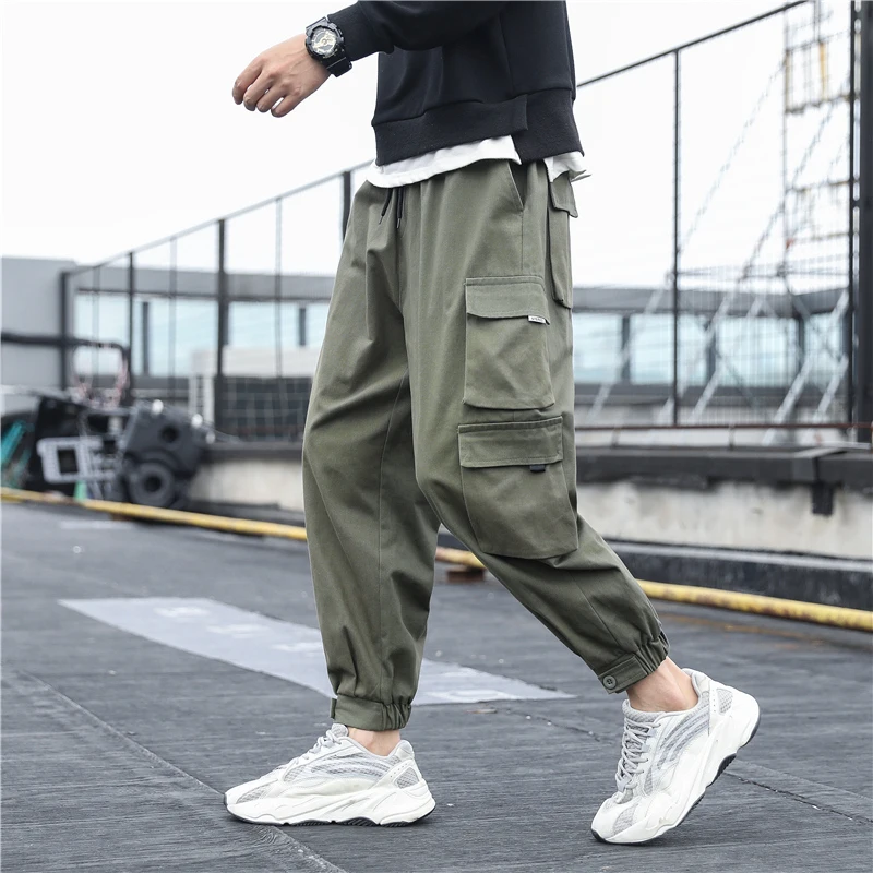 New Men's Side Pockets Cargo Pants 2021 Black Hip Hop Harem Pants Casual Male Joggers Sweatpants Fashion Streetwear Trousers