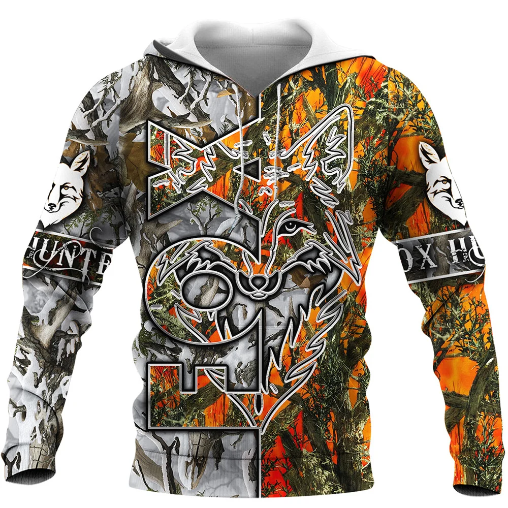 

CLOOCL Men Hoodie Animal Fox Hunting 3D All Over Printed Pullover Unisex Fashion Zipper Hooded Summer Coat Sudadera Hombre