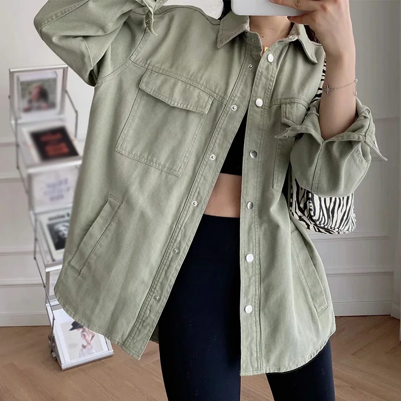 

Cotton Casual Women Oversized Loose Jacket Coats Batwing Sleeve Turn Down Collar Outerwear 2022 Fashion Autumn Winter Female Top