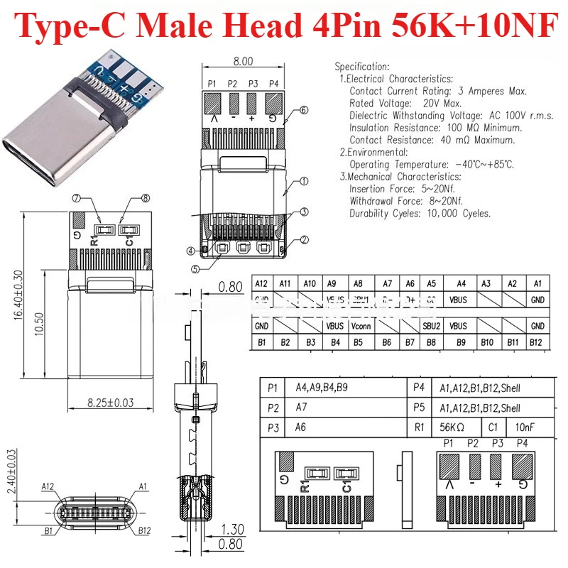 

Адаптер разъема USB 3.1 Type-C 24 контакта