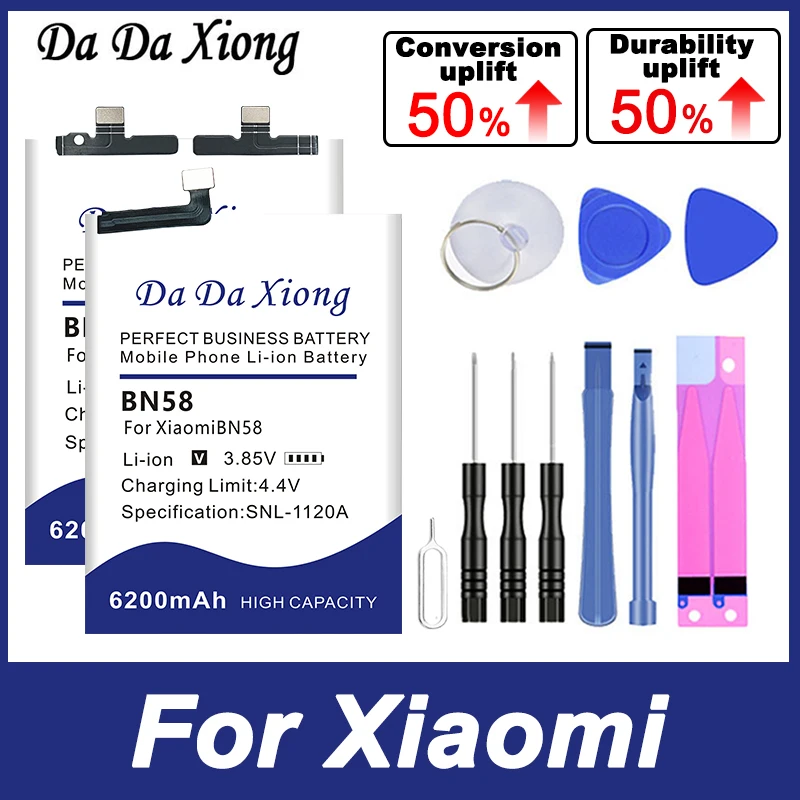 Аккумулятор BP4C BN5R BN58 BN32 для Xiaomi Redmi Note Max 2 A3 8 11T 12C 13 13C Pro Plus BN65 Poco C65 X6 M6 C40 Pad 10 6