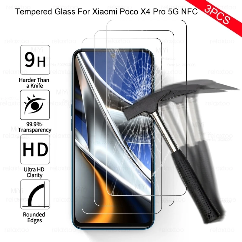 

Защитное стекло, закаленное стекло для Xiaomi Poco X4 Pro, 3 шт.