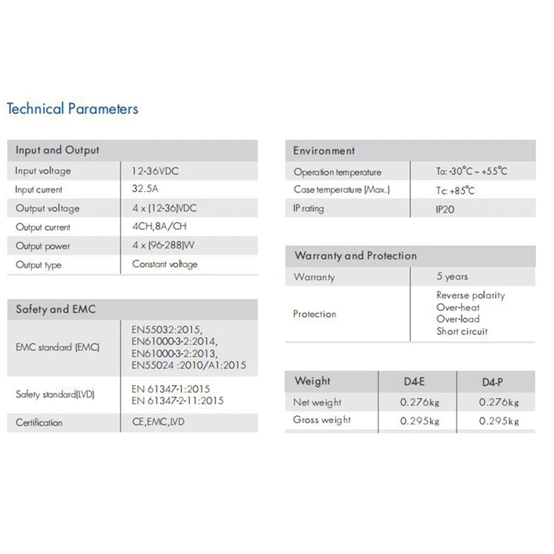 D4-P 4 Channel PWM Constant Voltage DMX &ampRDM LED Decoder Controller Digital Display XLR3 RJ45 Port DC12-36V Input 8Ax4ch Black
