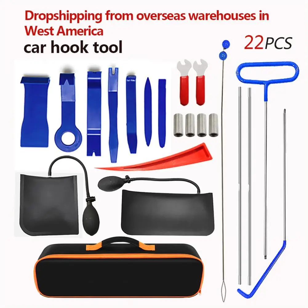 

22pcs Car Tool Car Door Key Anti Lost Kit Emergency Tools With Storage Bag Portable Stainless Steel Tools For Car Door Opening