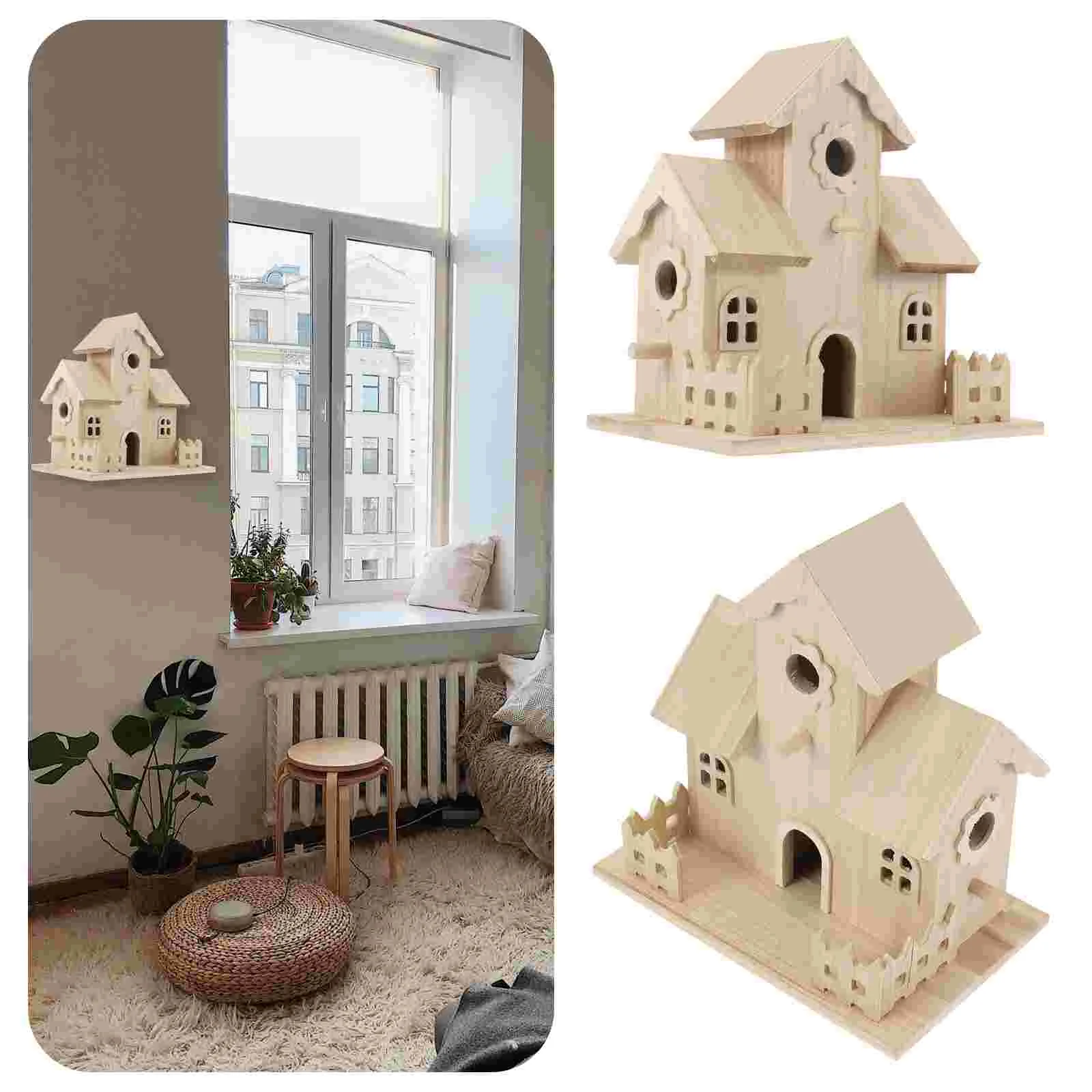 

Bird House Houses Wooden Birdhouse Wood Outside Birdhouses Box Hanging Outdoors Garden Sleeping Kit Craft Simulation Home