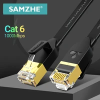 samzhe cat6 flat ethernet cable 1000mbps 250mhz cat 6 rj45 networking patch cord lan for computer router laptop