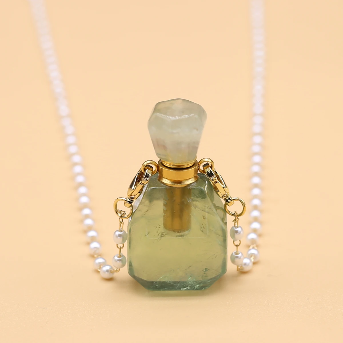 

Natural Stone Fluorite Necklace Simple Mini Perfume Bottle Crystal Pendant High Quality for Women Necklace Jewelry Gifts