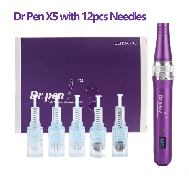 Dr Pen Ultima X5 with 12pcs Cartridges Electric Facial Mesotherapy Microneedling Pen Wrinkle Acne Removal Beauty Derma Machince