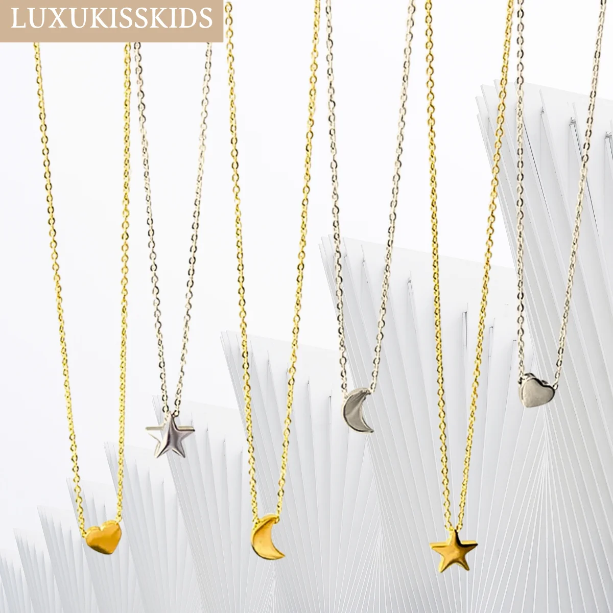 LUXUKISSKIDS луна звезда стальное ожерелье изящный маленький кулон в форме сердца