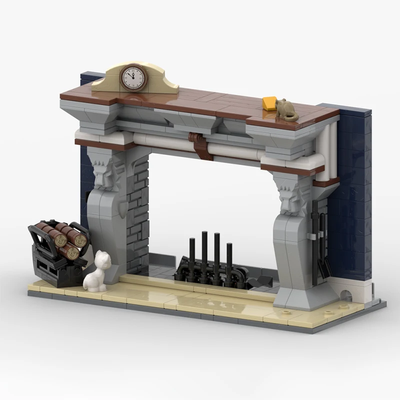 Фото Креативная модель MOC, строительные кирпичи, камин, держатель для смартфона, модульная технология, подарки, праздник, сборка, детские игрушки, костюм №3