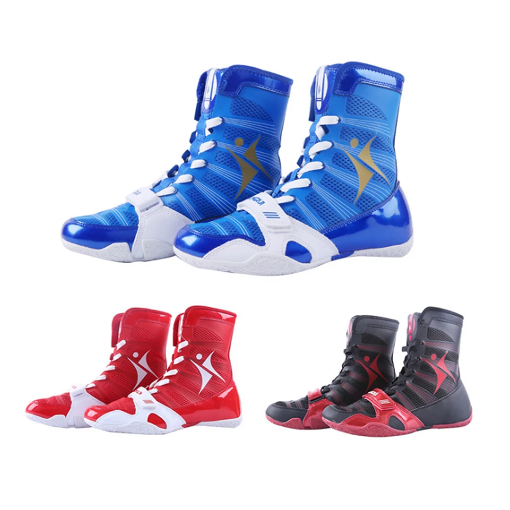 2023 Men Professional Boxing Wrestling Combat Shoes Size 38-44 Athletes Anti-Slip High Top Shoes Equipment Fitness Men Footwears