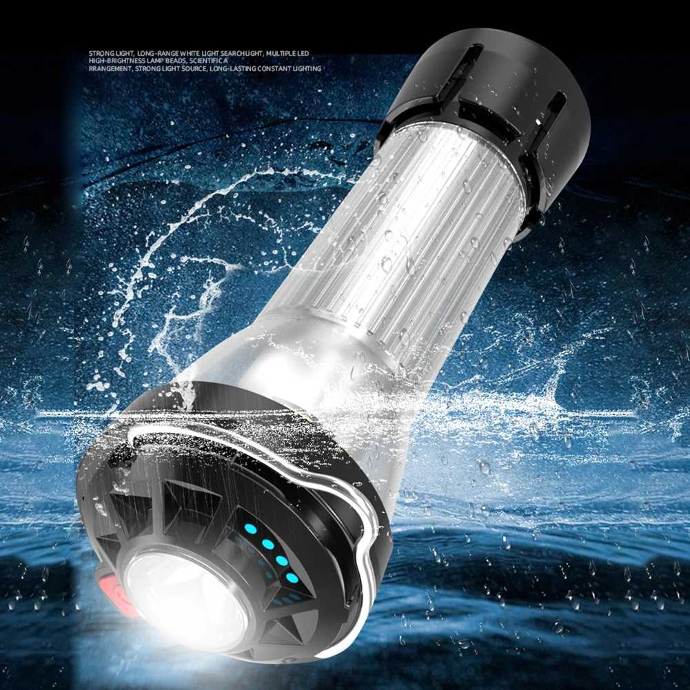

Multifunction LED Lighthouse Flashlight Waterproof Emergency Tent Light Lightweight USB Charging for Fishing Night Products