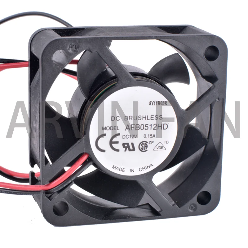 Новый оригинальный AFB0512HD 5 см 50 мм 5020 50x50x20 мм 12 в 0,15 а 2-проводный двойной шарикоподшипник большой объем воздуха охлаждающий вентилятор
