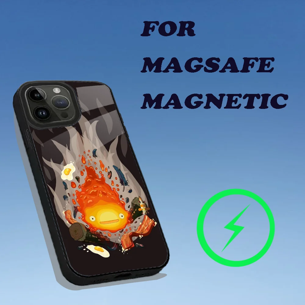 Милый чехол для телефона Fire C-CalciferS iPhone 16 15 14 13 12 11 Plus Pro Max Mini Magsafe с магнитной