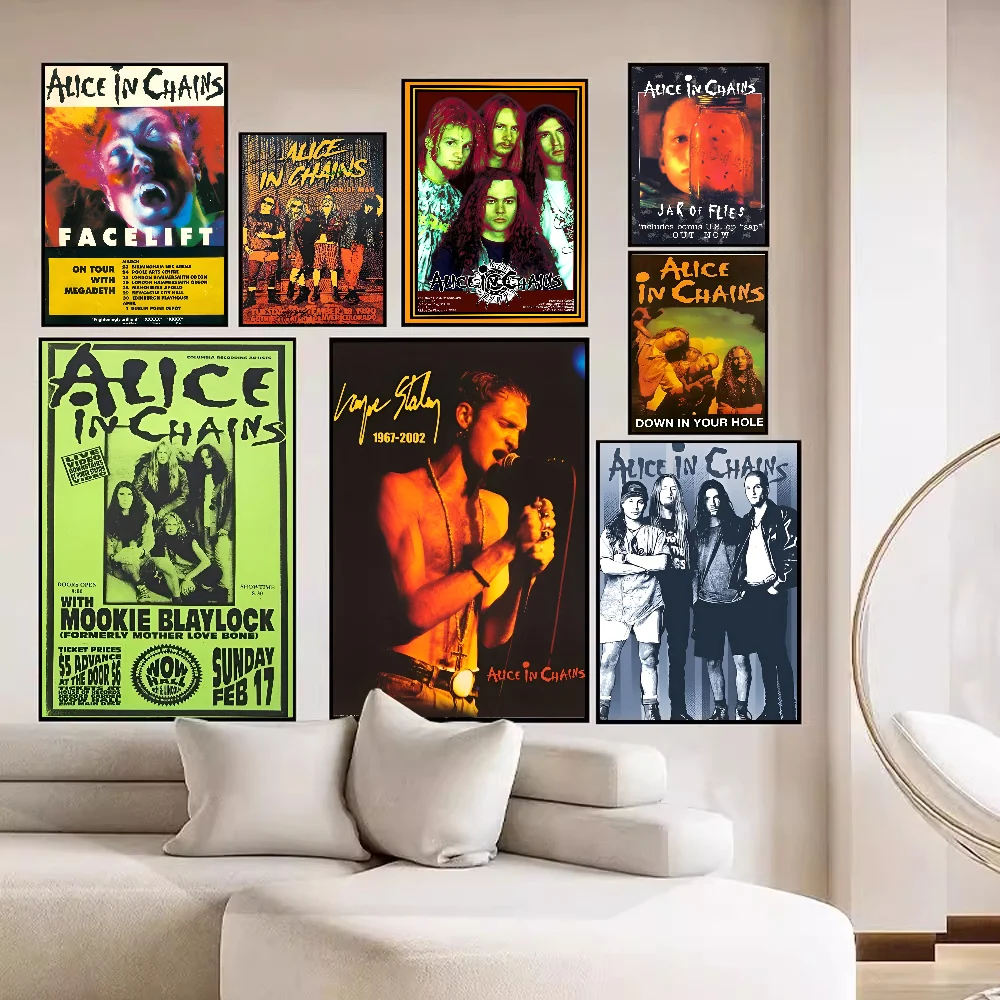 A-Alice I-In C-Chains Ретро Стиль Плакат Наклейки HD Качественный Клей Изображение Для
