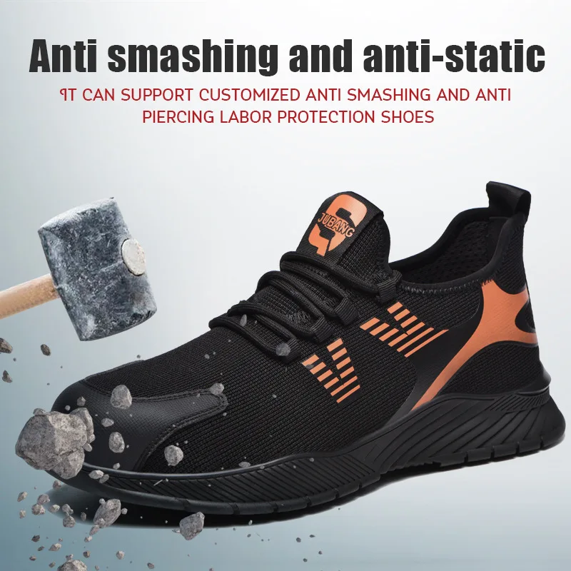 

Men Safety Shoes Breathable Lightweight Work Sneakers Steel Toe Work Shoes Men Women Indestructible Shoes Anti-Smash Safety Boot