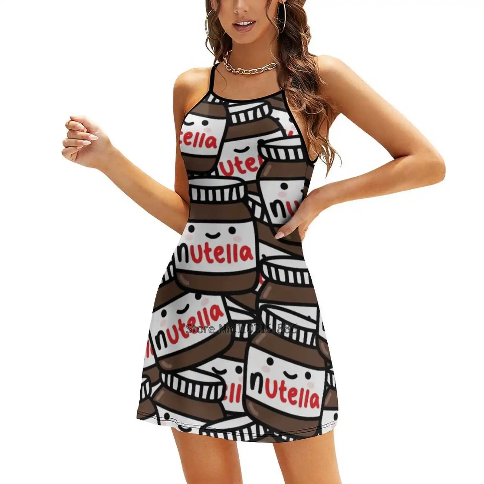 Милый узор Нутеллы! Платье на завязках с открытой спиной платье квадратным