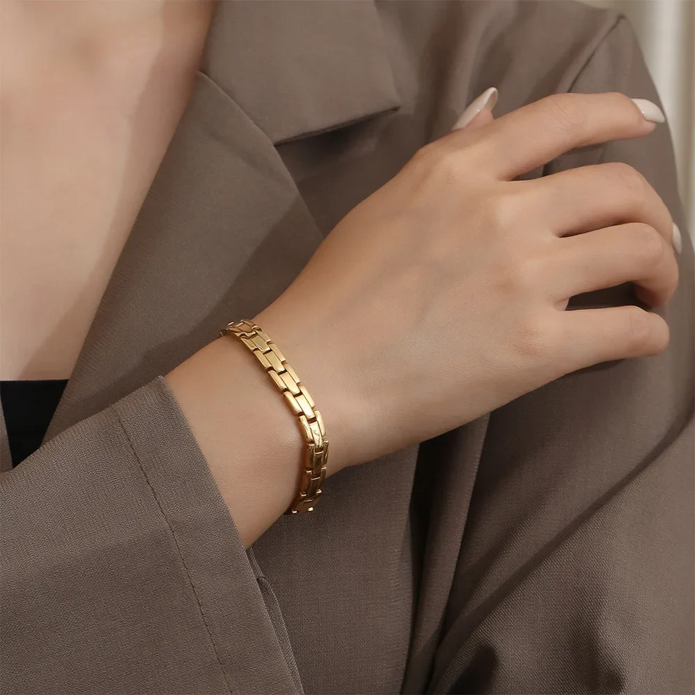 

Модный Универсальный женский браслет 7 мм широкий полосатый выпуклый браслет из титановой стали женские аксессуары для рук женский браслет-амулет