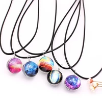 yw gairu harajuku dream starry universe necklace double sided handmade glass ball is a light gemstone necklace