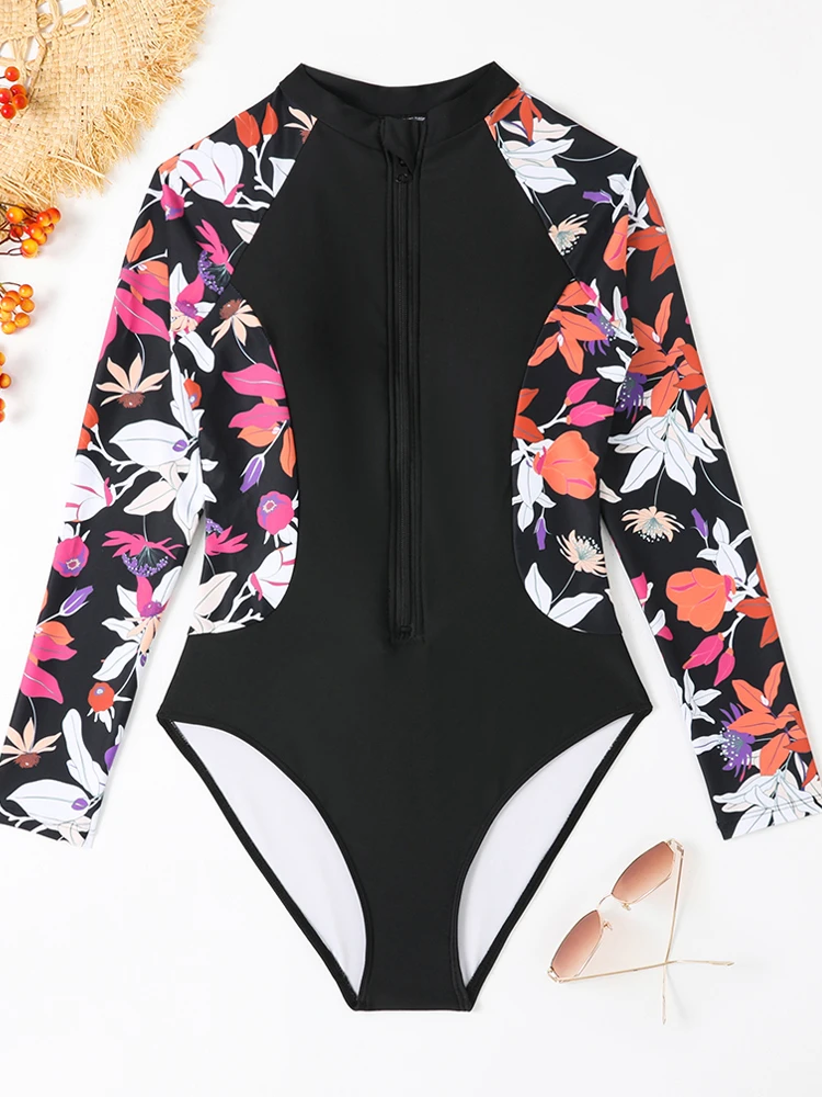 Цельный купальник для женщин новинка 2024 однотонный сексуальный боди с длинным